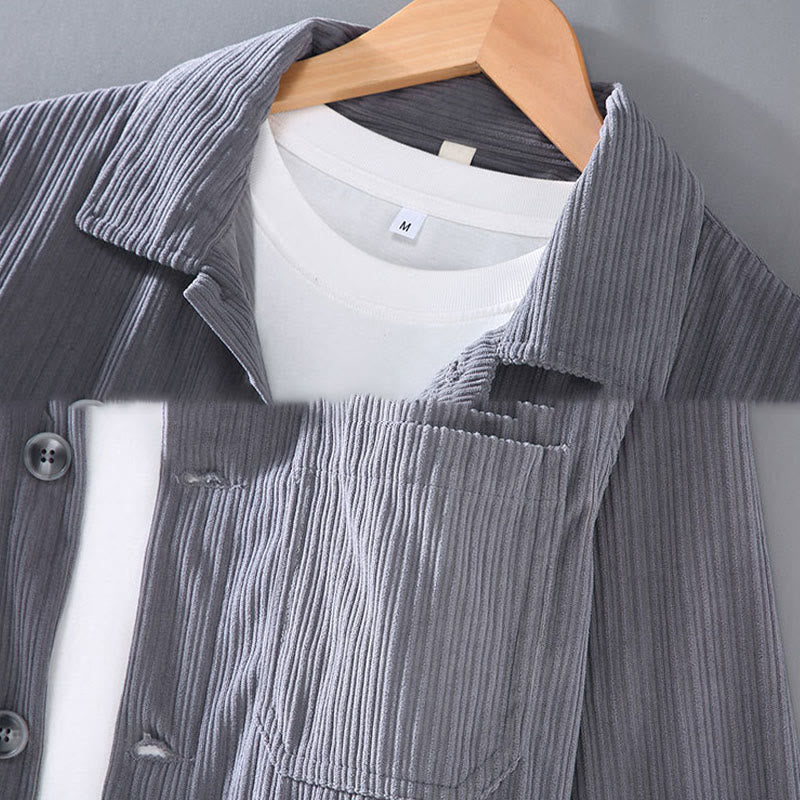 Kurtka męska z długim rękawem i kieszeniami, z motywem jesiennych Buddha Stones , zapinana na guziki - image 5