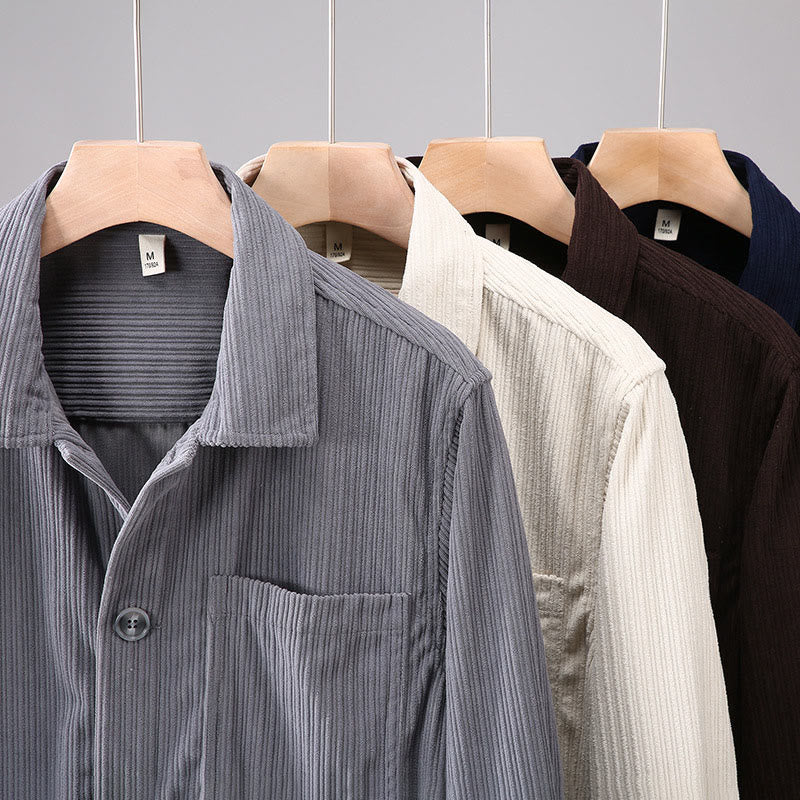 Kurtka męska z długim rękawem i kieszeniami, z motywem jesiennych Buddha Stones , zapinana na guziki - image 13