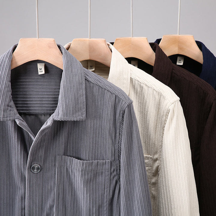 Kurtka męska z długim rękawem i kieszeniami, z motywem jesiennych Buddha Stones , zapinana na guziki - image 13