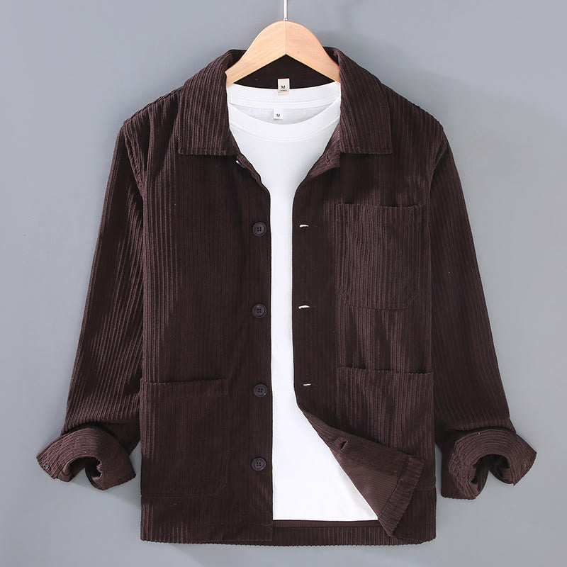 Kurtka męska z długim rękawem i kieszeniami, z motywem jesiennych Buddha Stones , zapinana na guziki - SaddleBrown - US/UK/AU42， EU52 (3XL) - image 7