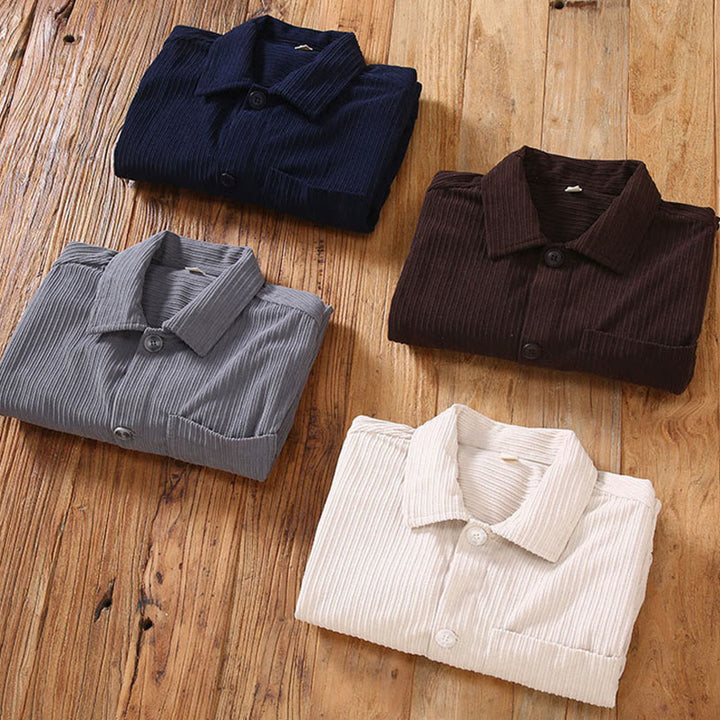 Kurtka męska z długim rękawem i kieszeniami, z motywem jesiennych Buddha Stones , zapinana na guziki - image 11