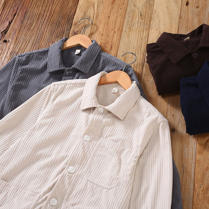 Kurtka męska z długim rękawem i kieszeniami, z motywem jesiennych Buddha Stones , zapinana na guziki - image 12