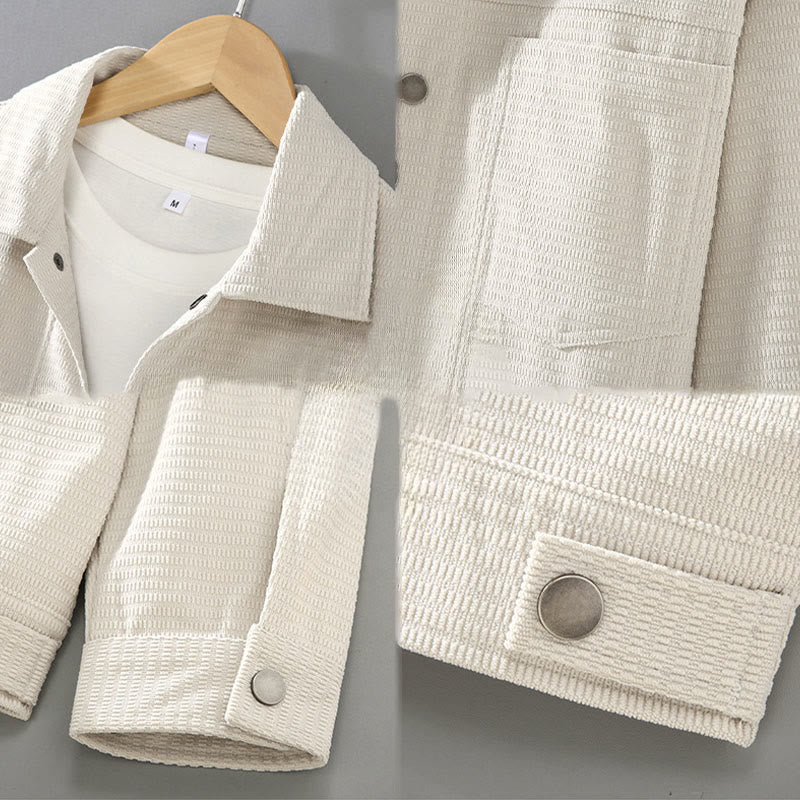 Kurtka męska z długim rękawem i kieszeniami, z klapami i guzikami w kolorze Buddha Stones - image 5