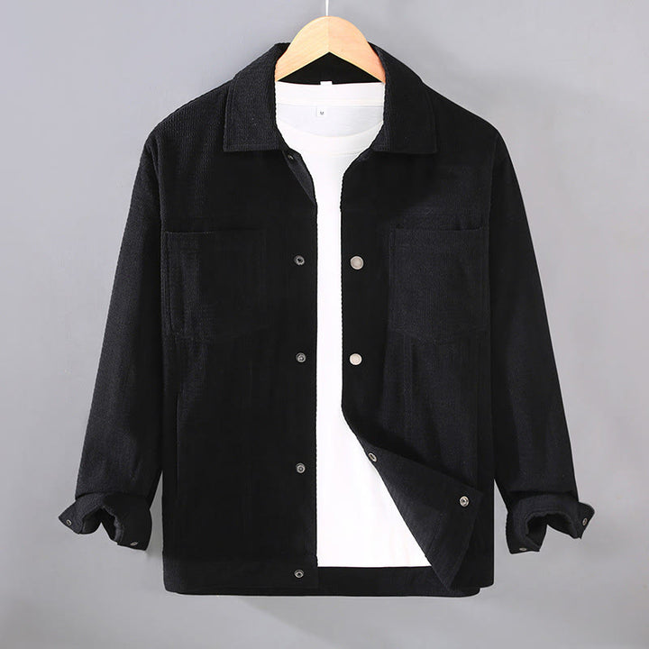 Kurtka męska z długim rękawem i kieszeniami, z klapami i guzikami w kolorze Buddha Stones - Czarny - US/UK/AU42， EU52 (3XL) - image 6