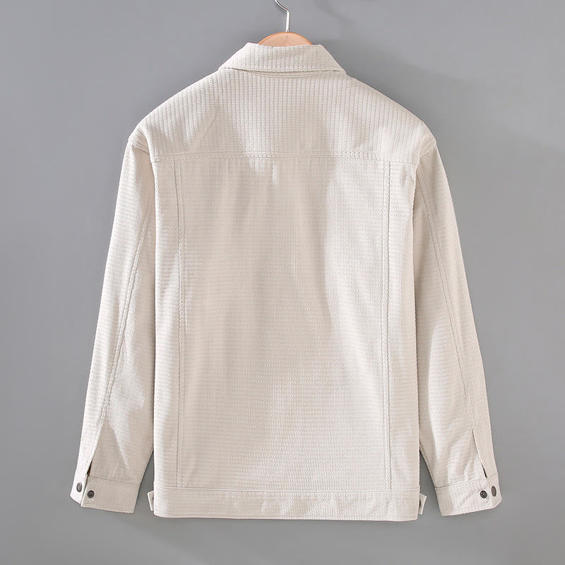 Kurtka męska z długim rękawem i kieszeniami, z klapami i guzikami w kolorze Buddha Stones - image 2