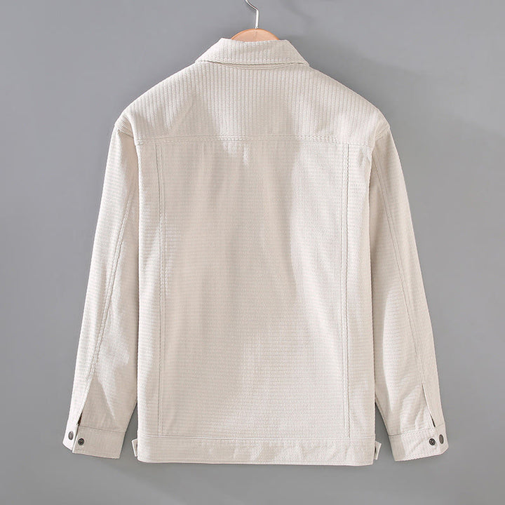 Kurtka męska z długim rękawem i kieszeniami, z klapami i guzikami w kolorze Buddha Stones - image 2