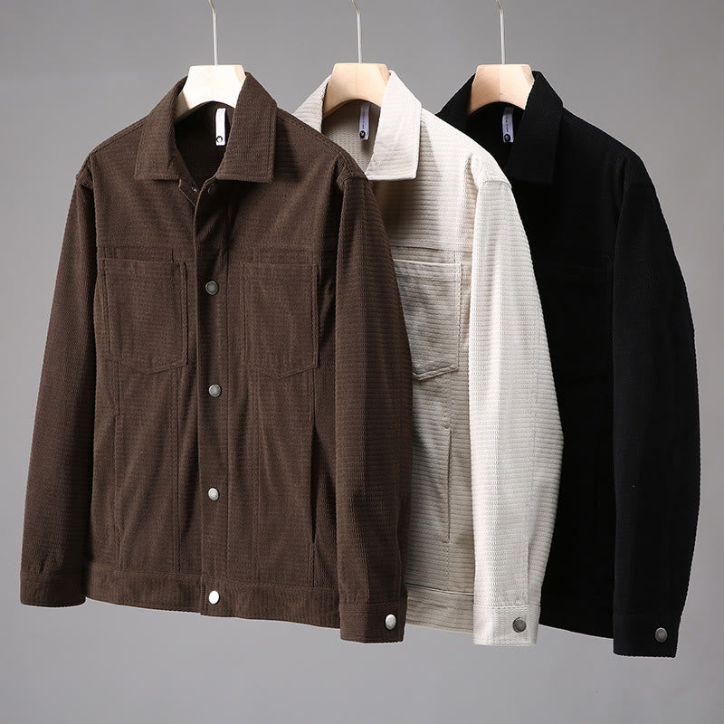 Kurtka męska z długim rękawem i kieszeniami, z klapami i guzikami w kolorze Buddha Stones - image 9