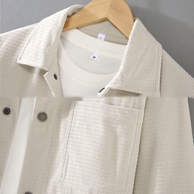 Kurtka męska z długim rękawem i kieszeniami, z klapami i guzikami w kolorze Buddha Stones - image 4