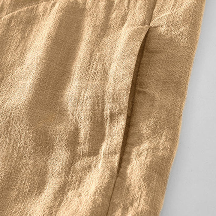 Kurtka męska z długim rękawem z lnu ramii z kieszeniami Buddha Stones Commute Plain Simple Buttons Design - image 2