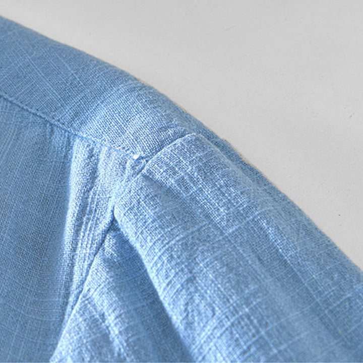 Kurtka męska z długim rękawem z lnu ramii z kieszeniami Buddha Stones Commute Plain Simple Buttons Design - image 22