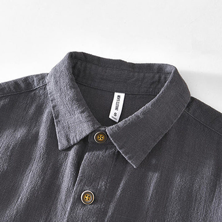 Kurtka męska z długim rękawem z lnu ramii z kieszeniami Buddha Stones Commute Plain Simple Buttons Design - image 12