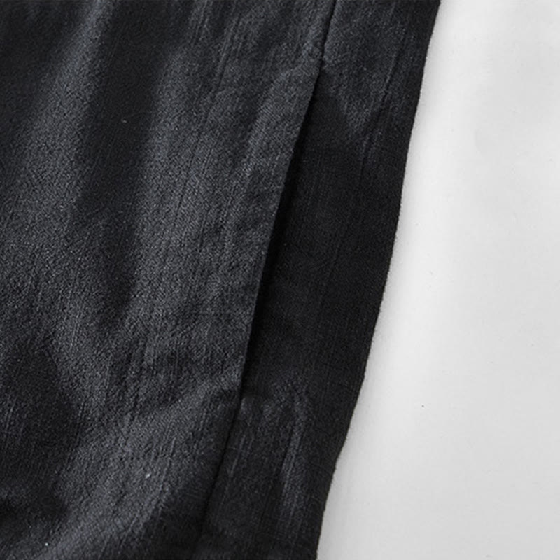 Kurtka męska z długim rękawem z lnu ramii z kieszeniami Buddha Stones Commute Plain Simple Buttons Design - image 8