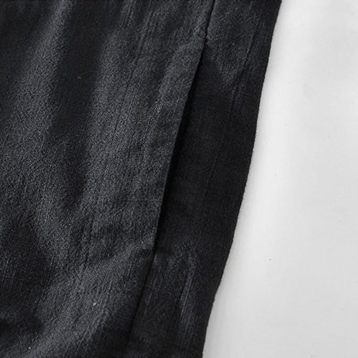 Kurtka męska z długim rękawem z lnu ramii z kieszeniami Buddha Stones Commute Plain Simple Buttons Design - image 8