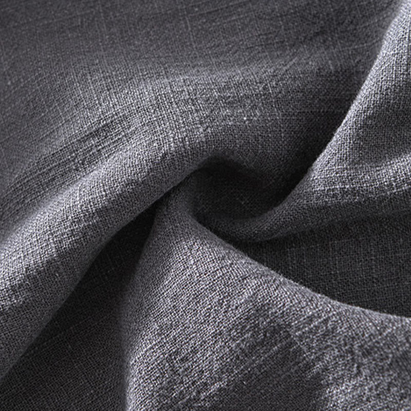 Kurtka męska z długim rękawem z lnu ramii z kieszeniami Buddha Stones Commute Plain Simple Buttons Design - image 15