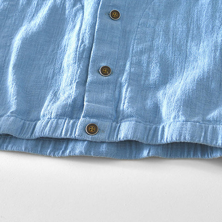 Kurtka męska z długim rękawem z lnu ramii z kieszeniami Buddha Stones Commute Plain Simple Buttons Design - image 25