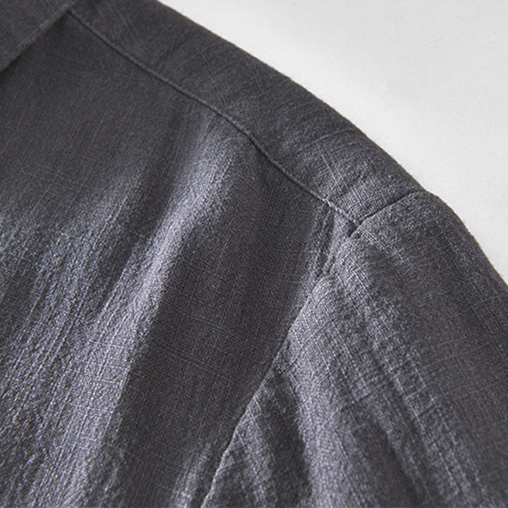 Kurtka męska z długim rękawem z lnu ramii z kieszeniami Buddha Stones Commute Plain Simple Buttons Design - image 14