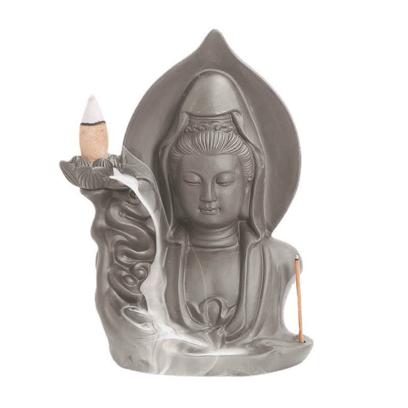Buddha Stones Tybetański Awalokiteśwara Budda Lotos Uzdrawiający Cofający się Dym Fontanna Kadzidło Palnik - image 9