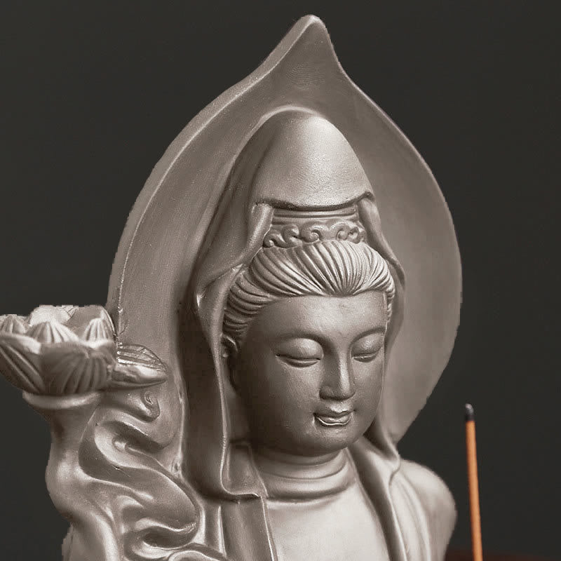 Buddha Stones Tybetański Awalokiteśwara Budda Lotos Uzdrawiający Cofający się Dym Fontanna Kadzidło Palnik - image 2