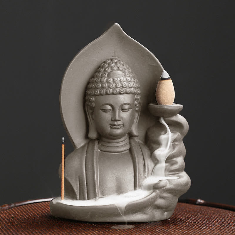 Buddha Stones Tybetański Awalokiteśwara Budda Lotos Uzdrawiający Cofający się Dym Fontanna Kadzidło Palnik - Budda - image 13
