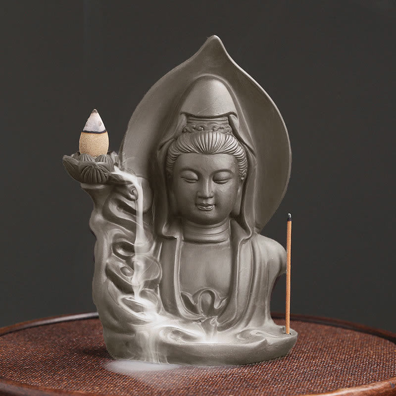 Buddha Stones Tybetański Awalokiteśwara Budda Lotos Uzdrawiający Cofający się Dym Fontanna Kadzidło Palnik - Awalokiteśwara - image 1