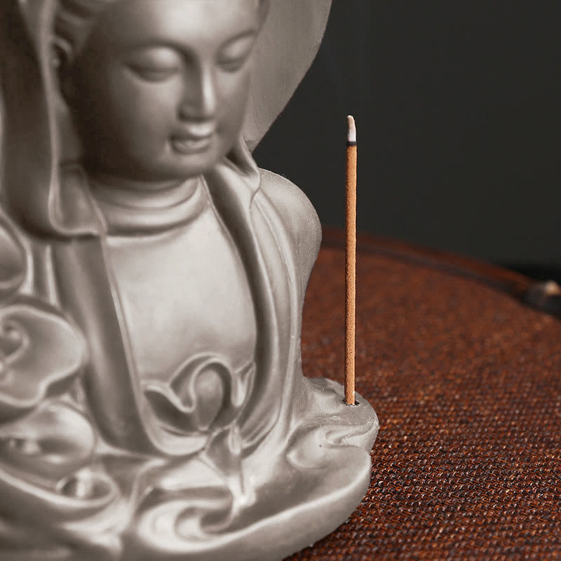 Buddha Stones Tybetański Awalokiteśwara Budda Lotos Uzdrawiający Cofający się Dym Fontanna Kadzidło Palnik - image 3