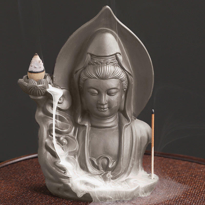 Buddha Stones Tybetański Awalokiteśwara Budda Lotos Uzdrawiający Cofający się Dym Fontanna Kadzidło Palnik - image 7