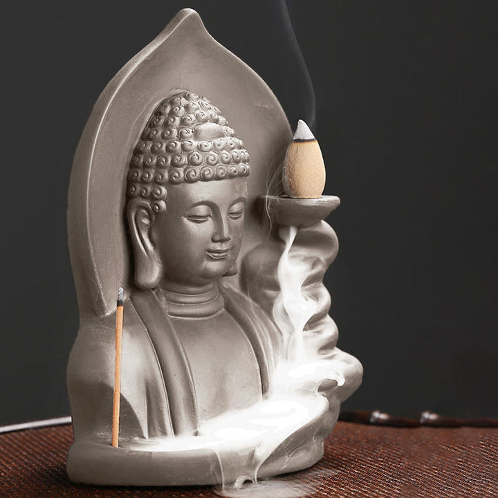Buddha Stones Tybetański Awalokiteśwara Budda Lotos Uzdrawiający Cofający się Dym Fontanna Kadzidło Palnik - image 14