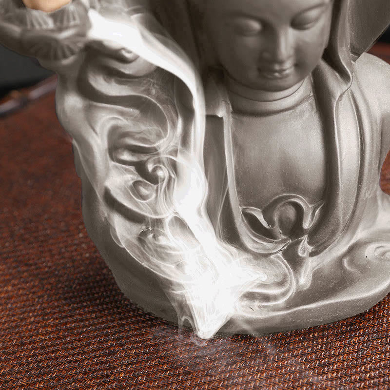 Buddha Stones Tybetański Awalokiteśwara Budda Lotos Uzdrawiający Cofający się Dym Fontanna Kadzidło Palnik - image 4
