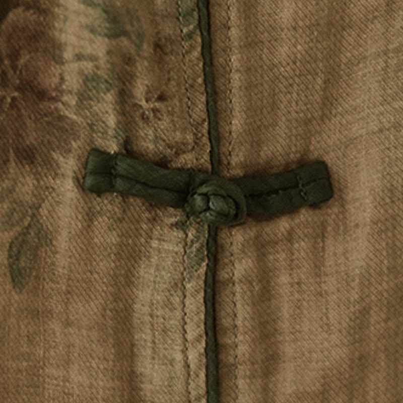 Koszula z nadrukiem fioletowych kwiatów Buddha Stones i guzikami - image 8