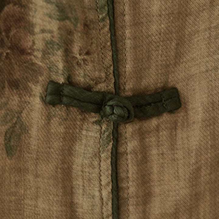 Koszula z nadrukiem fioletowych kwiatów Buddha Stones i guzikami - image 8