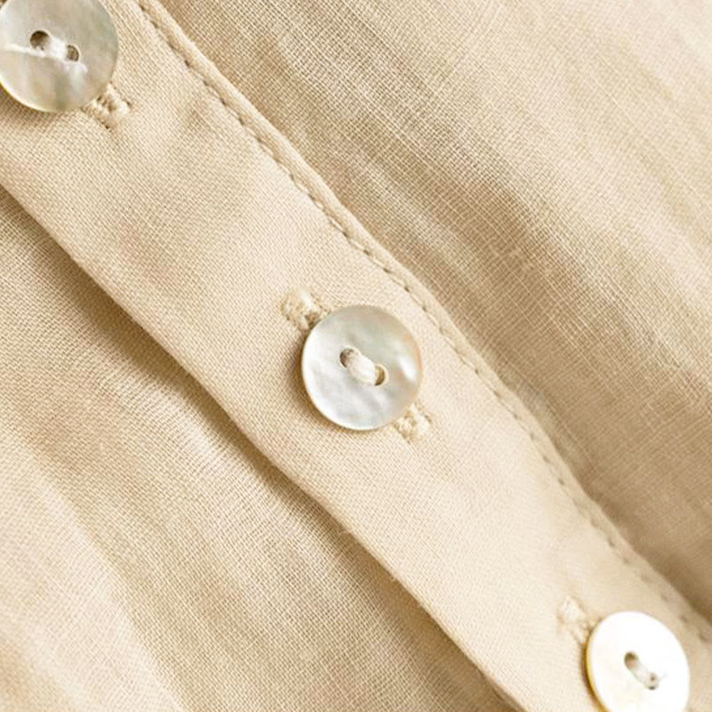 Koszula damska z bufiastymi rękawami i dekoltem w serek, zapinana na trzy czwarte, z motywem Buddha Stones - image 12