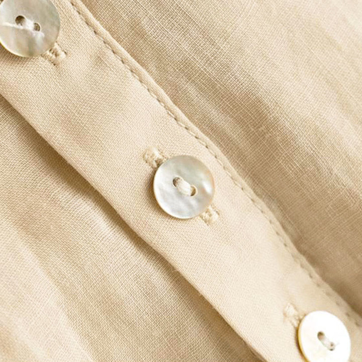 Koszula damska z bufiastymi rękawami i dekoltem w serek, zapinana na trzy czwarte, z motywem Buddha Stones - image 12