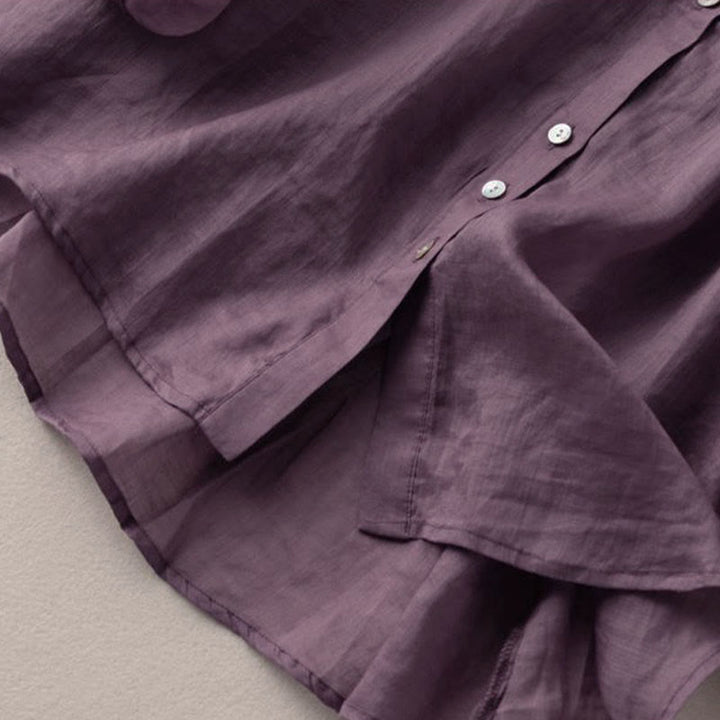 Koszula damska z bawełny w stylu vintage z bufiastymi rękawami i dekoltem w serek, z motywem Buddha Stones - image 9