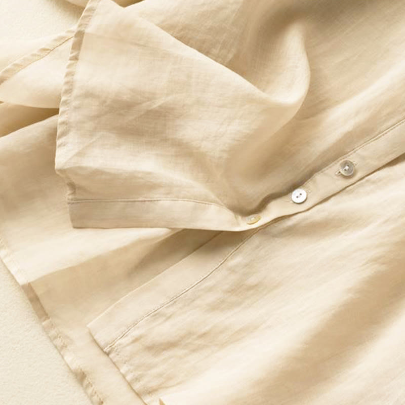 Koszula damska z bawełny w stylu vintage z bufiastymi rękawami i dekoltem w serek, z motywem Buddha Stones - image 11