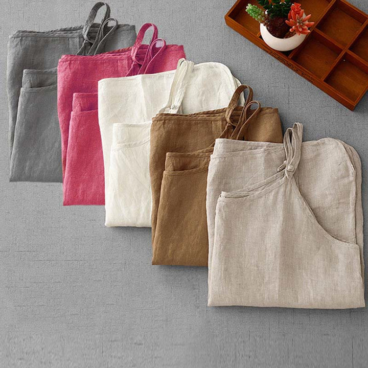 Buddha Stones Letnia Gładka Regulowana Pasek Projekt Damska Bawełniana Lniana Kamizelka Kamizelka - image 35