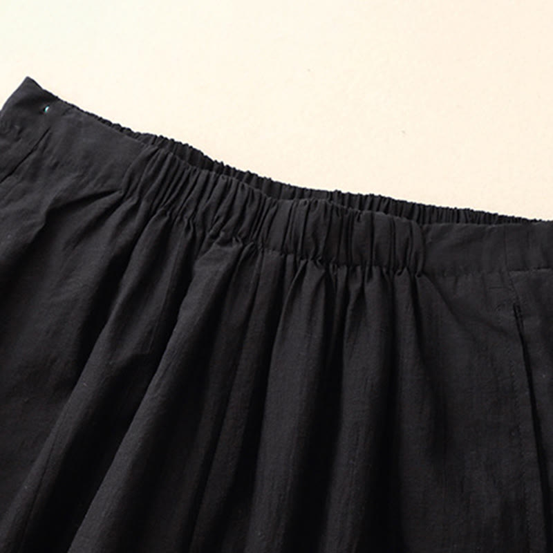 Spodnie haremki damskie z bawełny Buddha Stones w prostym, swobodnym stylu z kieszeniami - image 1