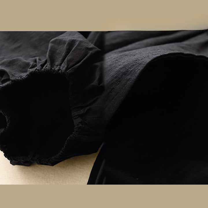 Spodnie haremki damskie z bawełny Buddha Stones w prostym, swobodnym stylu z kieszeniami - image 3