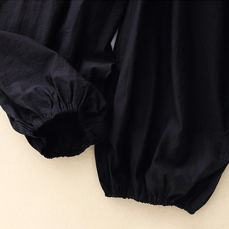 Spodnie haremki damskie z bawełny Buddha Stones w prostym, swobodnym stylu z kieszeniami - image 2