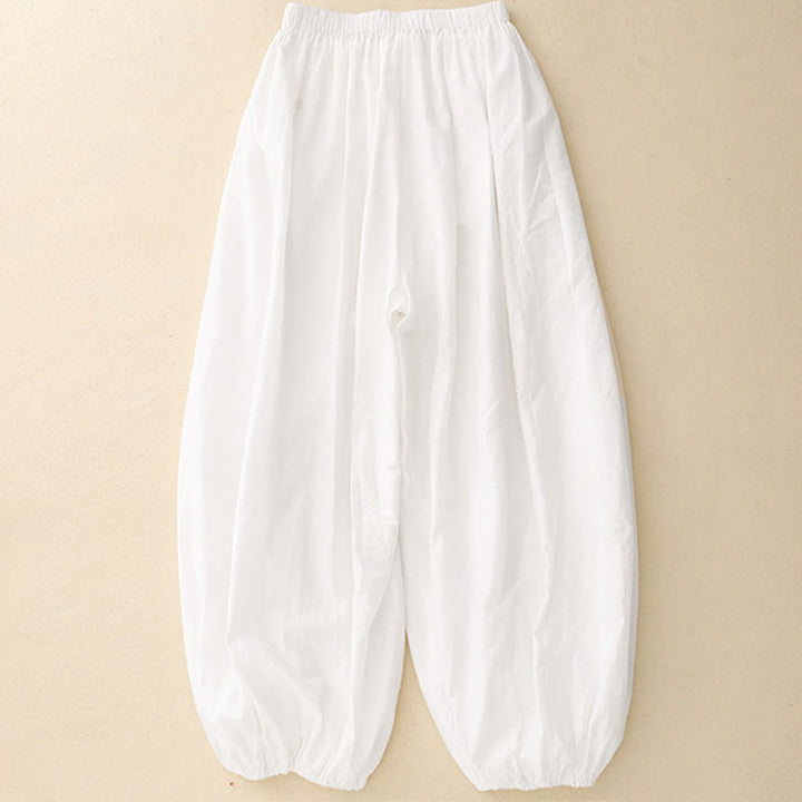Spodnie haremki damskie z bawełny Buddha Stones w prostym, swobodnym stylu z kieszeniami - image 5