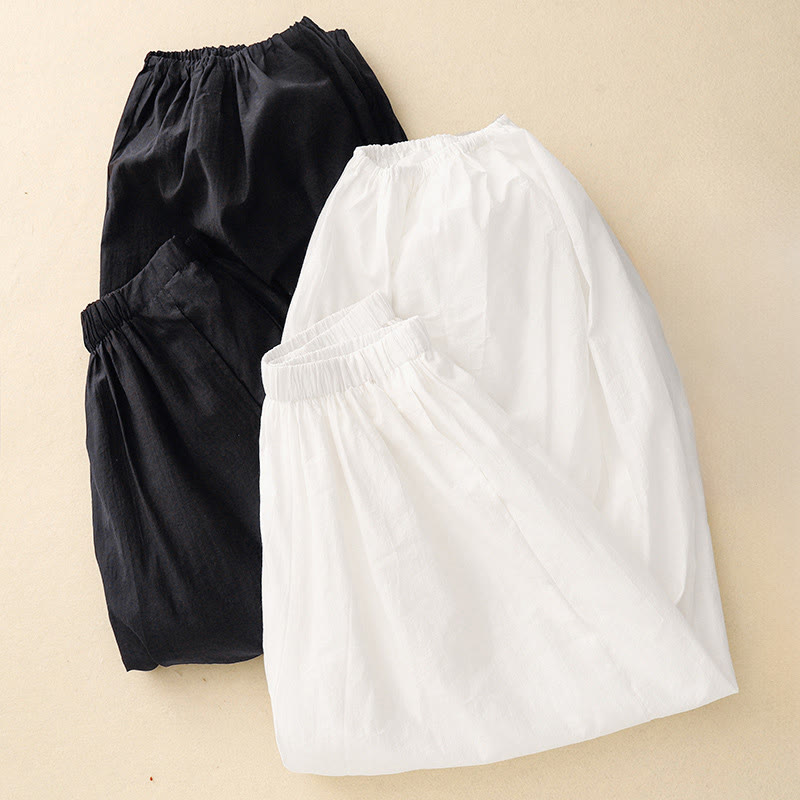 Spodnie haremki damskie z bawełny Buddha Stones w prostym, swobodnym stylu z kieszeniami - image 12