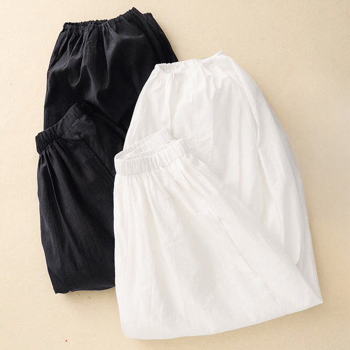 Spodnie haremki damskie z bawełny Buddha Stones w prostym, swobodnym stylu z kieszeniami - image 12