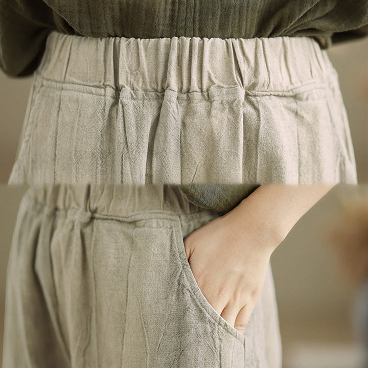 Spodnie harem damskie z bawełny i lnu Buddha Stones, swobodne, gładkie, z kieszeniami - image 6