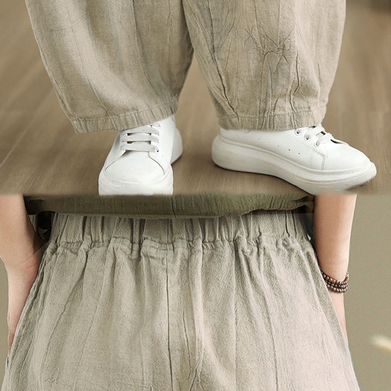 Spodnie harem damskie z bawełny i lnu Buddha Stones, swobodne, gładkie, z kieszeniami - image 7