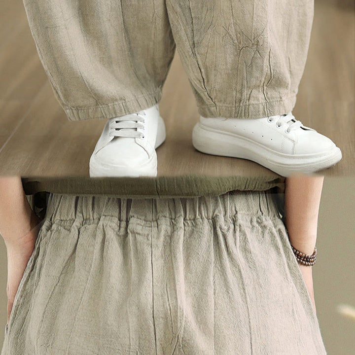 Spodnie harem damskie z bawełny i lnu Buddha Stones, swobodne, gładkie, z kieszeniami - image 7