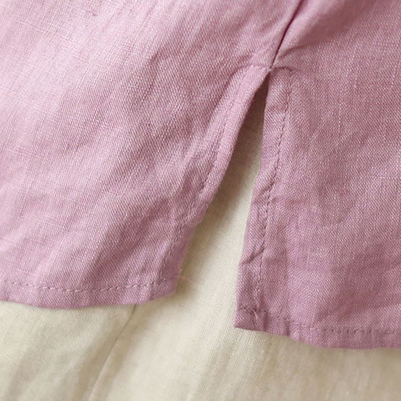 Koszula damska z bawełny i lnu z haftowanymi Buddha Stones i ukośnymi guzikami - image 11