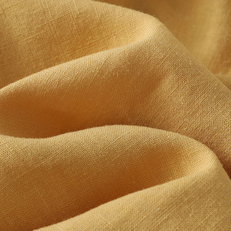 Koszula damska z bawełny i lnu z Buddha Stones , prosta, ze skośnymi guzikami - image 2