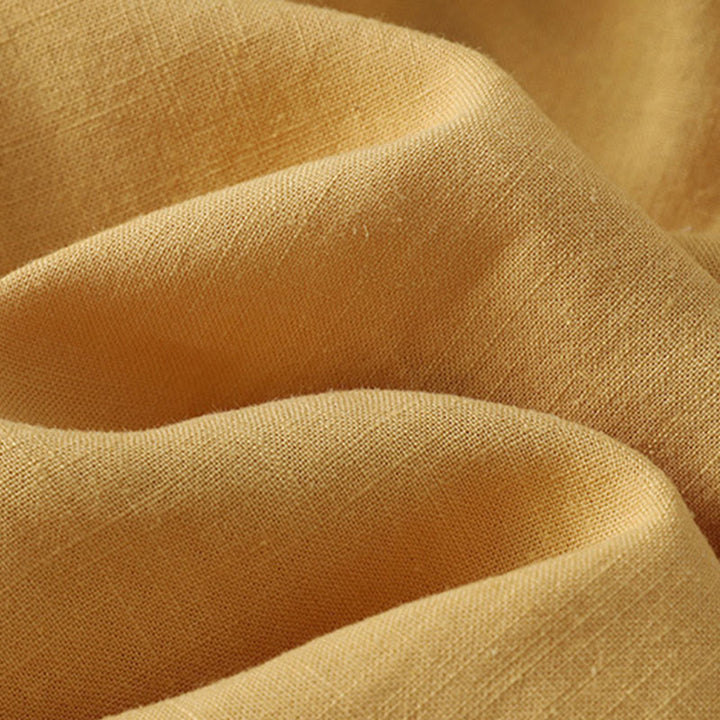 Koszula damska z bawełny i lnu z Buddha Stones , prosta, ze skośnymi guzikami - image 2