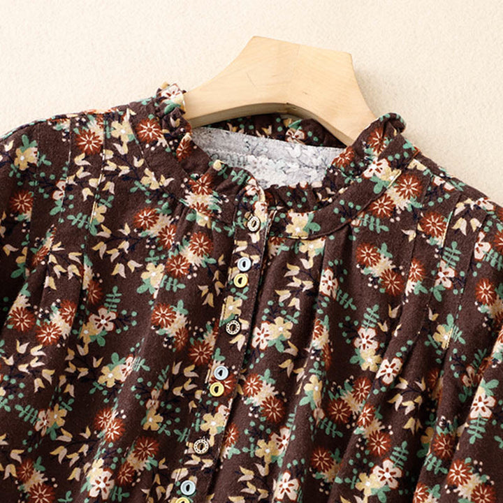 Koszula damska z okrągłym dekoltem i bawełnianym lnem, z motywem Buddha Stones - image 24