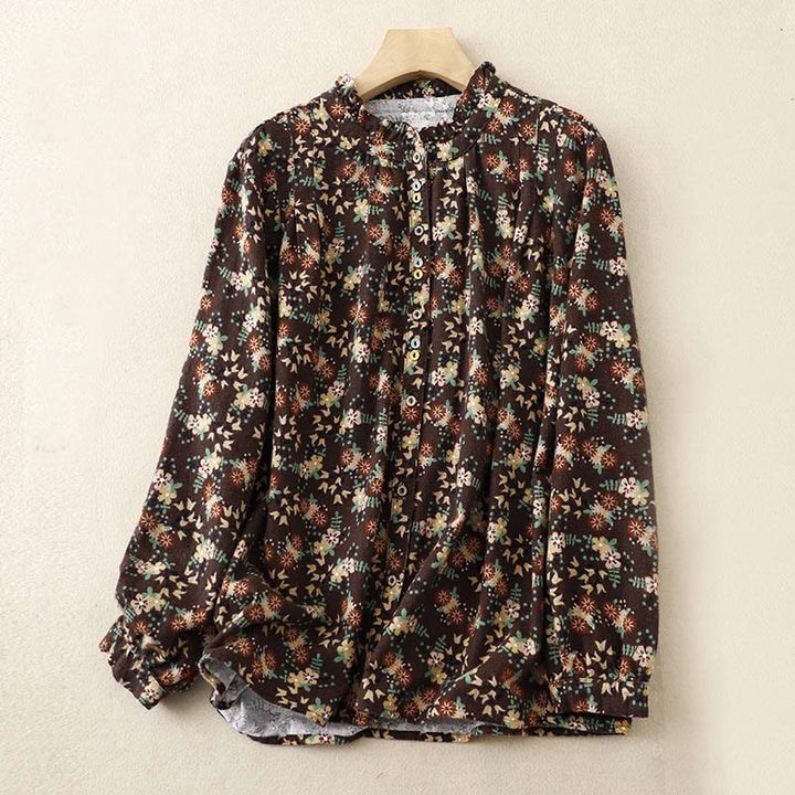 Koszula damska z okrągłym dekoltem i bawełnianym lnem, z motywem Buddha Stones - SaddleBrown - US14, UK/AU18, EU46 (2XL) - image 23