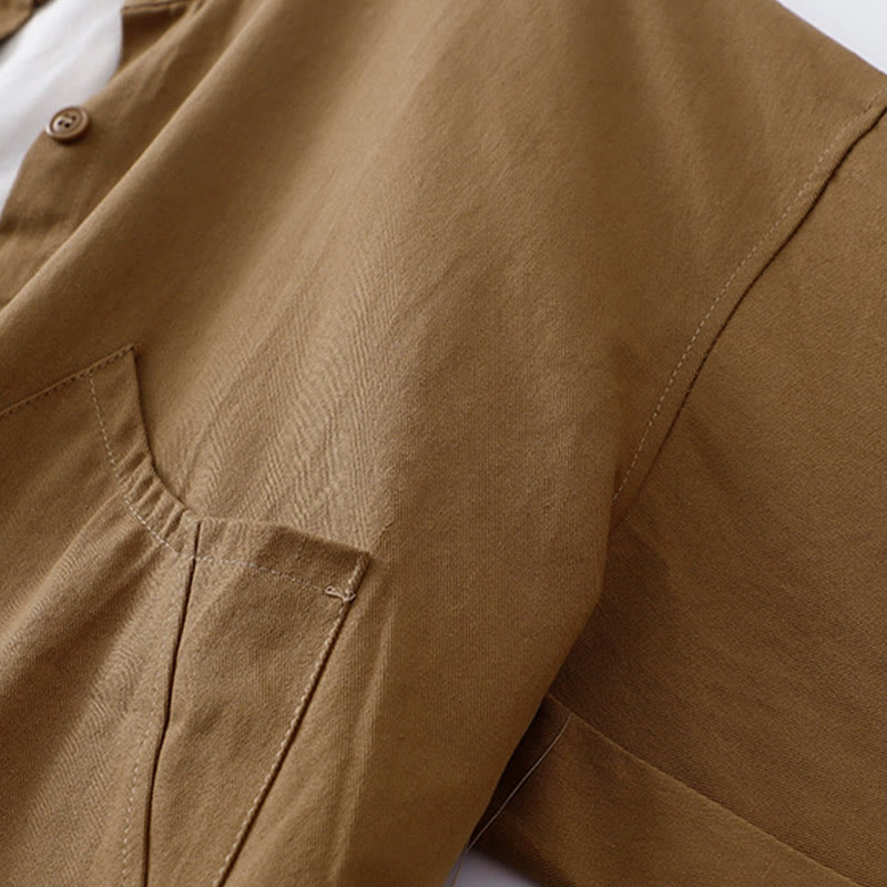 Kurtka damska z długim rękawem i kieszeniami z bawełny w jednolitym kolorze z Buddha Stones - image 7